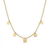 18K Gold Necklace with Classic Dangling Pendants