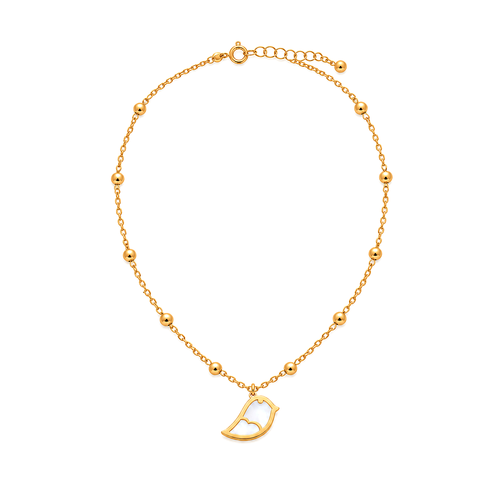 18K Gold Kids Jewelry Set with A Delicate Bird Design