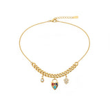 18K Gold Necklace with Assorted Dangling Pendants