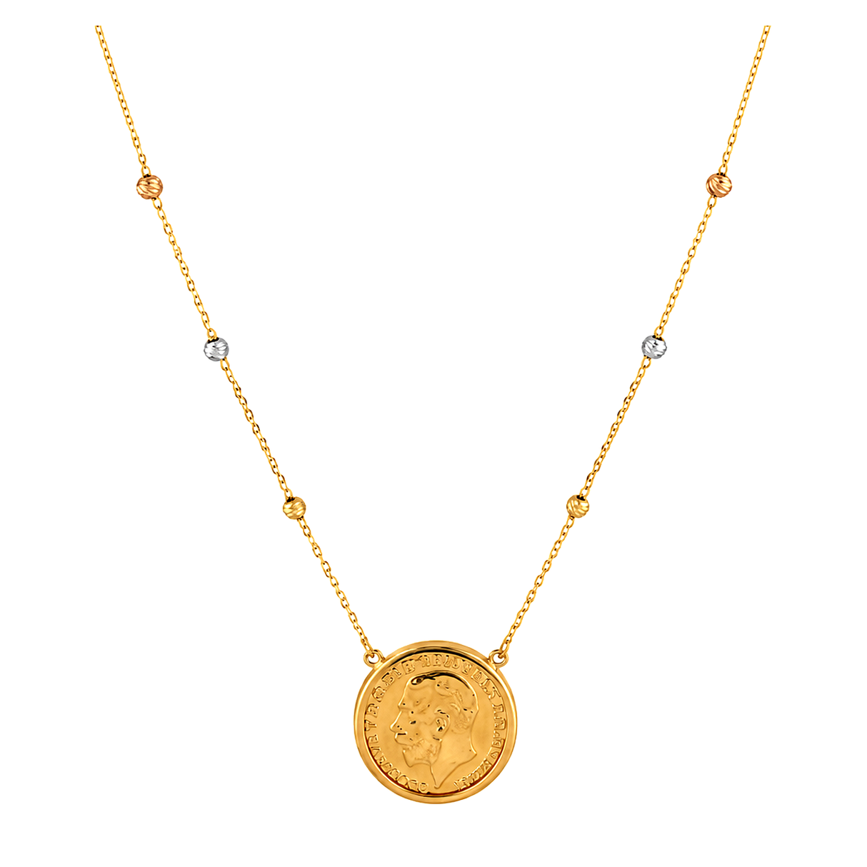 18K Gold Necklace Coin Design