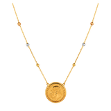 18K Gold Necklace Coin Design