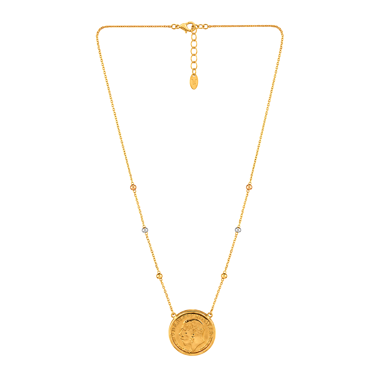 18K Gold Necklace Coin Design
