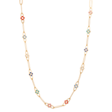 18K Gold Neighbors Garden Necklace with Colorful Flowers
