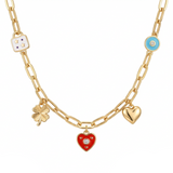 18K Gold Necklace with Assorted Shape Pendants