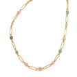 18K Gold Flowers Necklace with Colorful Floral Design