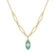 18K Gold Pendant with Stone Geometric Design In Turquoise