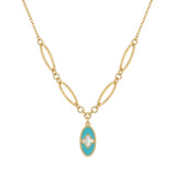 18K Gold Pendant with Stone Geometric Design In Turquoise