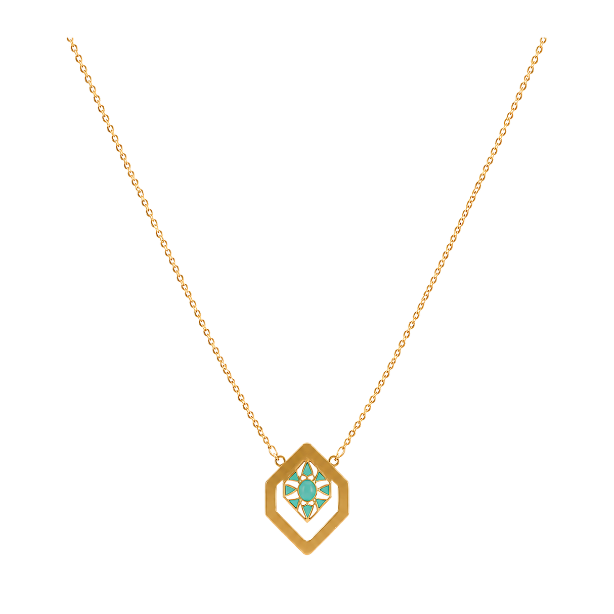 18K Diamond Pendant In turquoise
