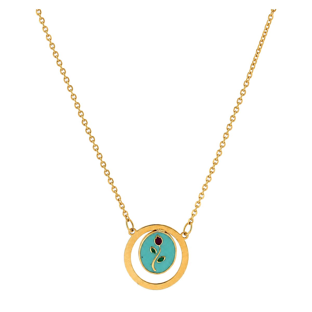 18K Gold Necklace with Interlocking Circles Design
