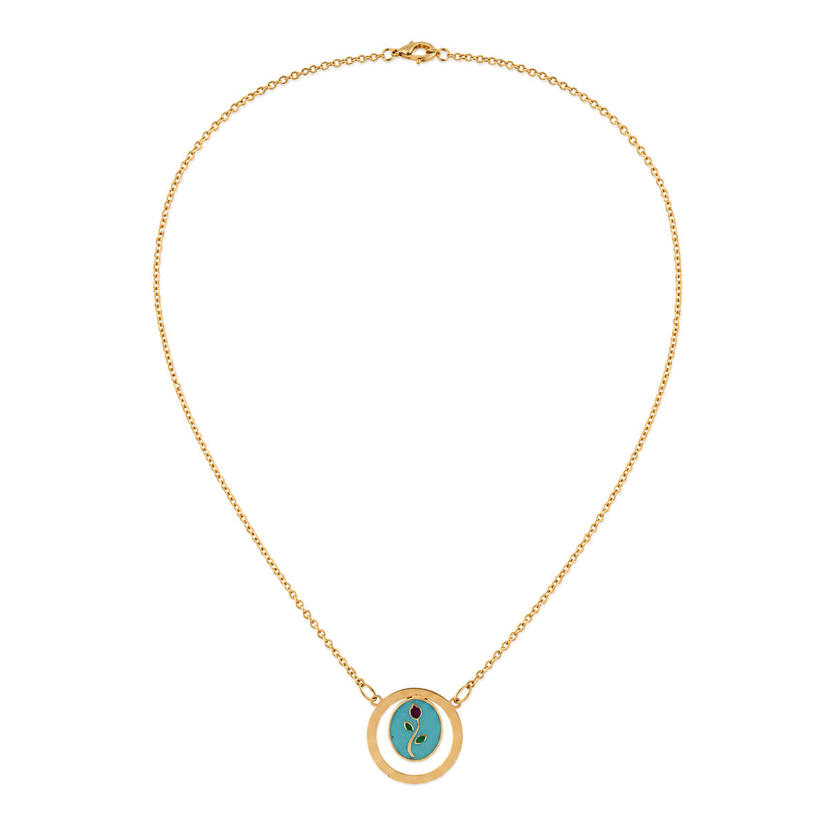 18K Gold Necklace with Interlocking Circles Design