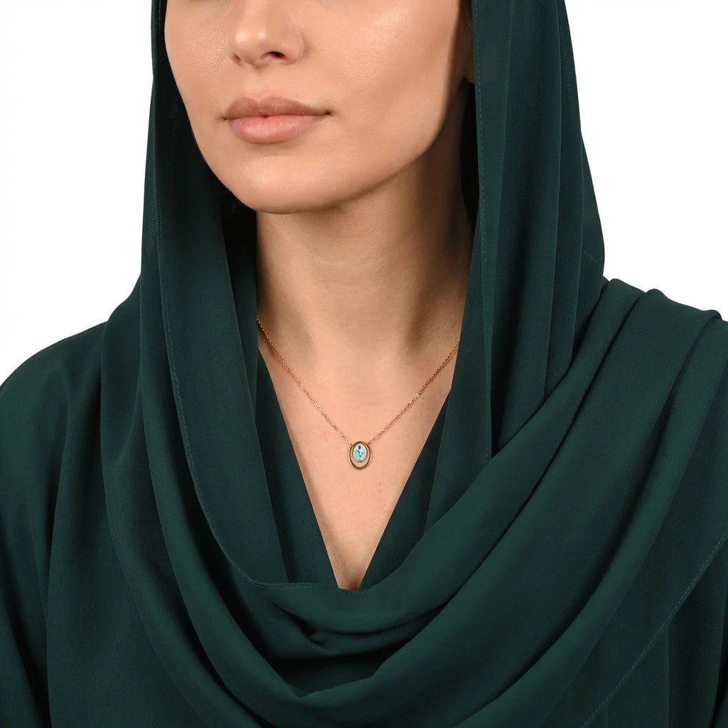 عقد ذهب عيار 18 بتصميم تعليقة دوائر متداخلة