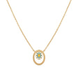 18K Gold Necklace with Floral Oval Pendant