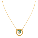 18K Gold Necklace with Turquoise Square Pendant