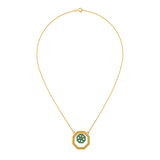 18K Gold Necklace with Turquoise Square Pendant