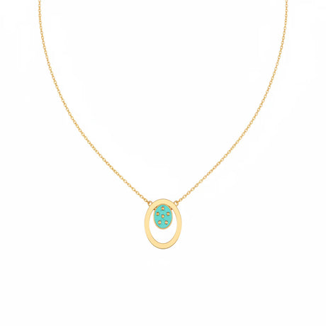 18K Gold Necklace with Colorful Circular Pendant