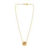 18K Gold Necklace with Ornate Circle  Design
