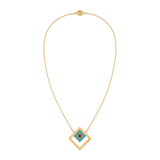 18K Gold Necklace with Turquoise Rectangle Pendant