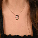 18K Gold Pendant with Oval Delicate Floral Accent Design