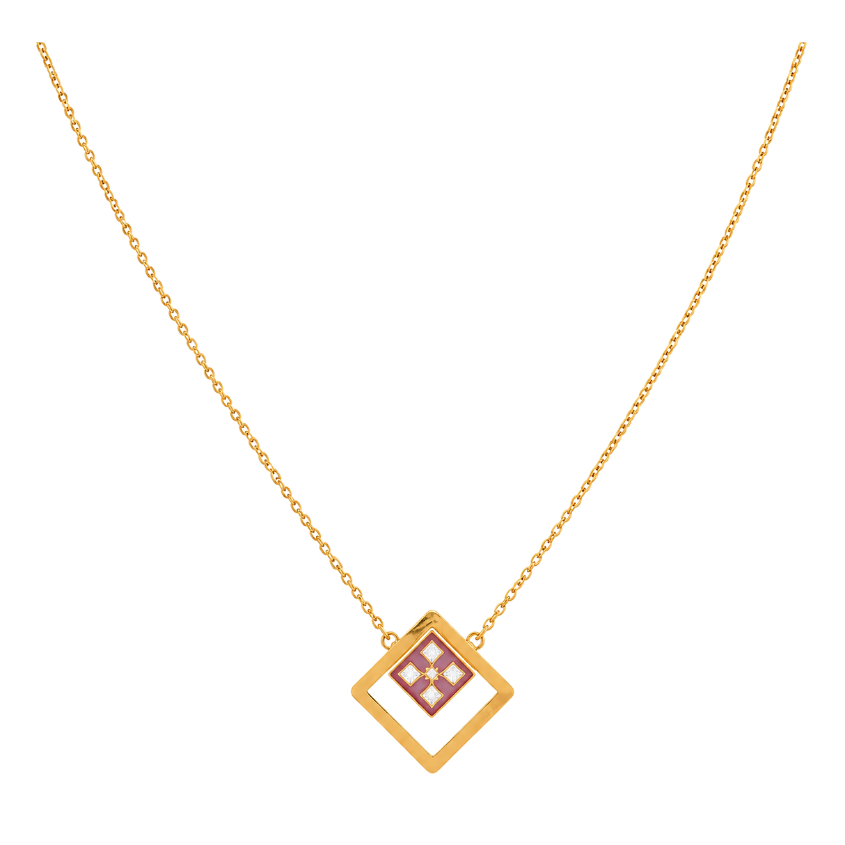 18K Gold Necklace with Rectangle Pendant