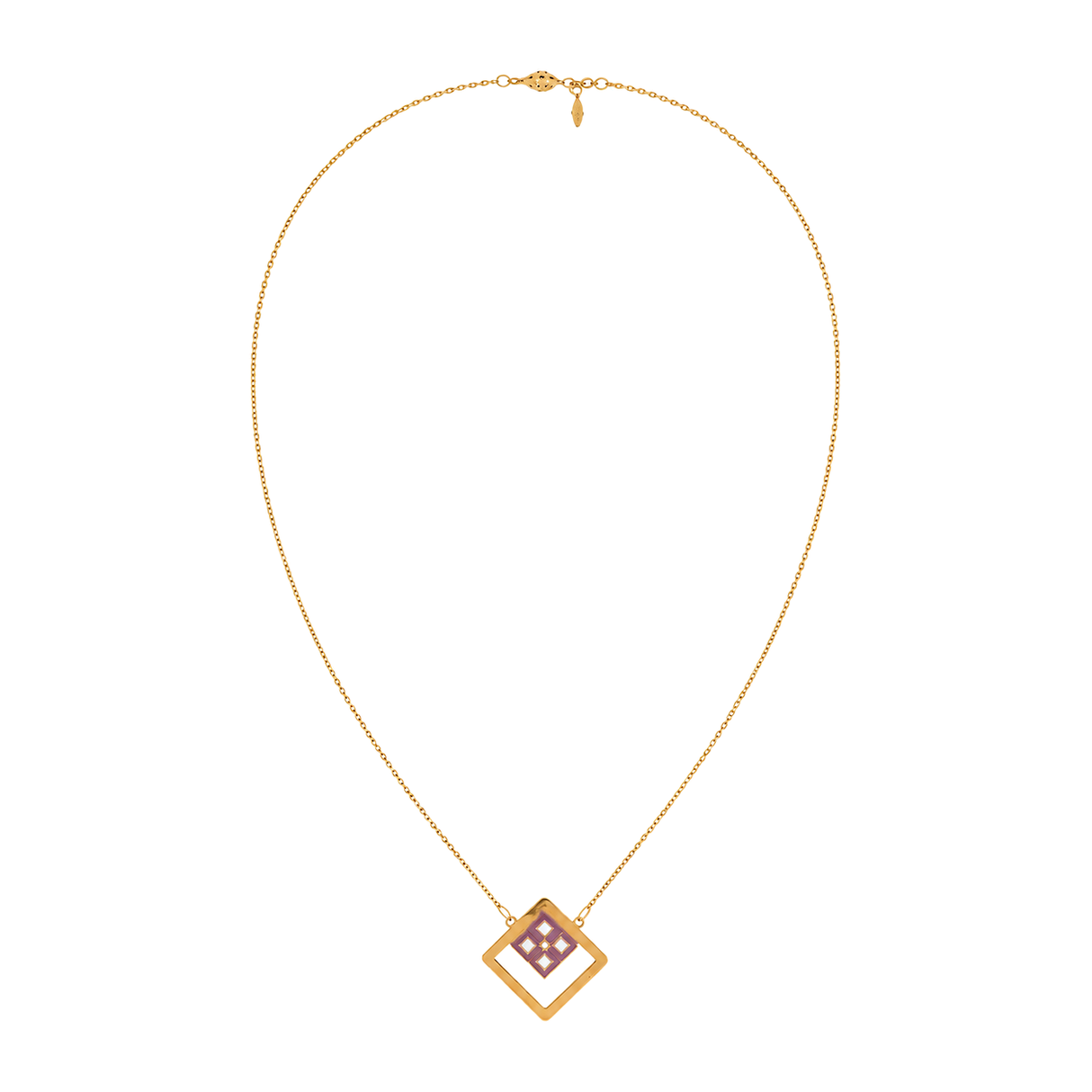 18K Gold Necklace with Rectangle Pendant