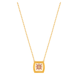 18K Gold Necklace with Pink Rectangular Design