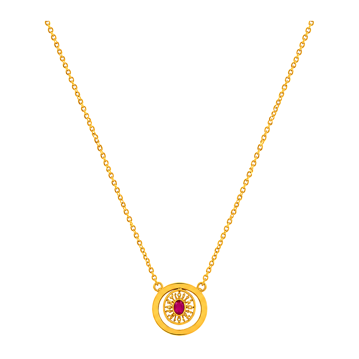 18K Gold Necklace Double circle  Design