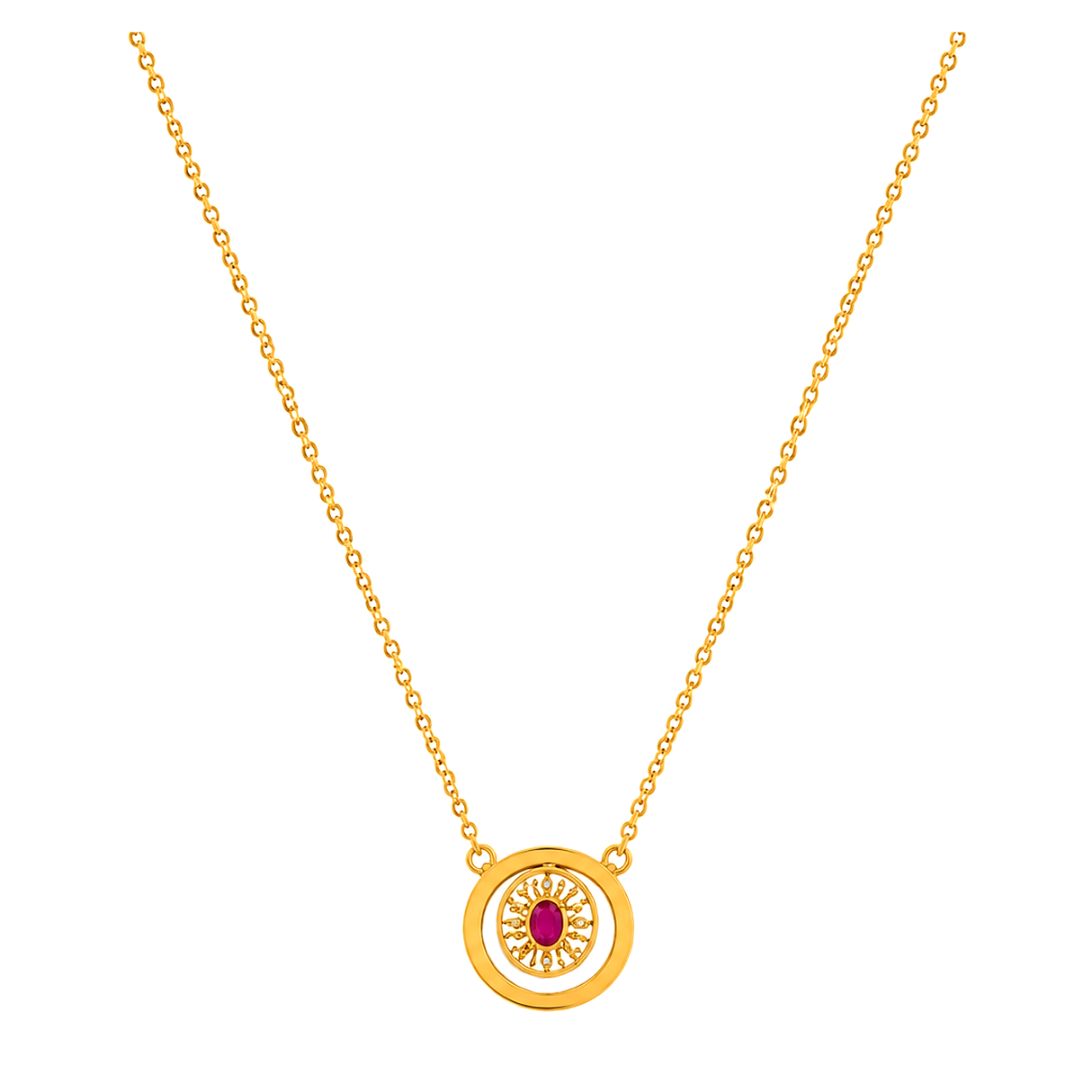 18K Gold Necklace Double circle  Design
