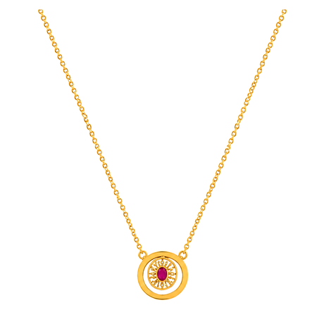 18K Gold Necklace Double circle  Design