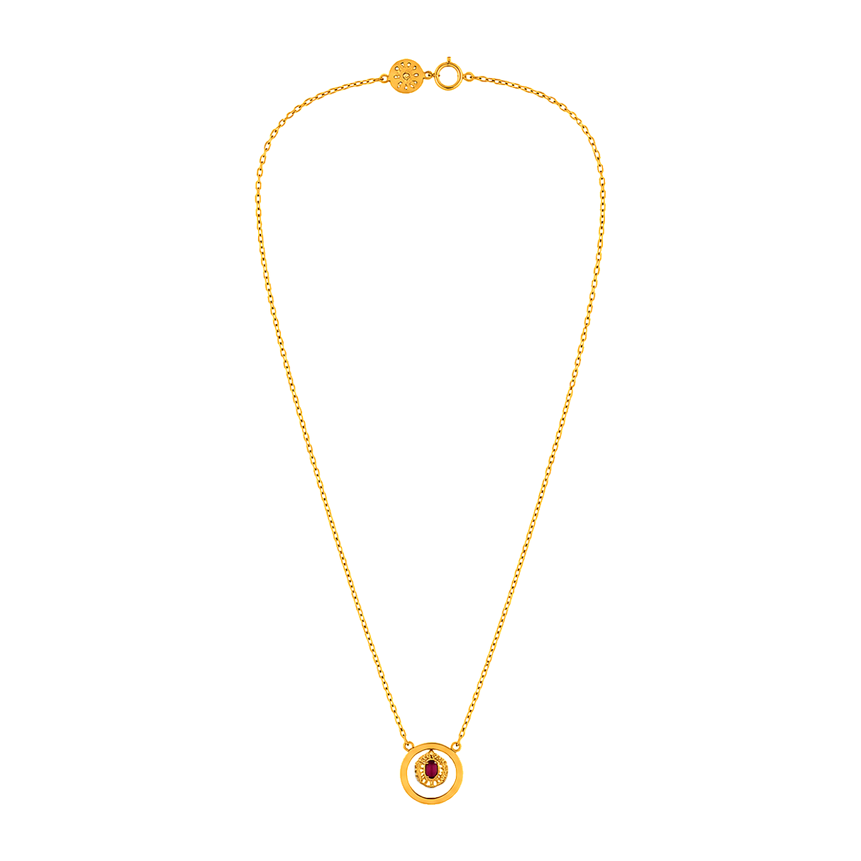 18K Gold Necklace Double circle  Design