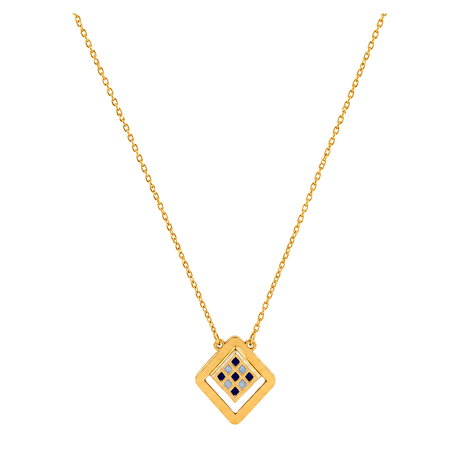 18K Gold Necklace with Colorful Pendant