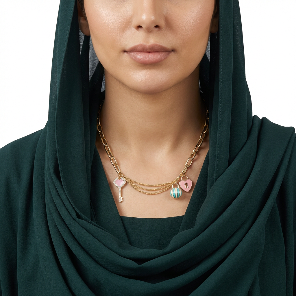 عقد ذهب عيار 18 بتصميم روابط عريضة