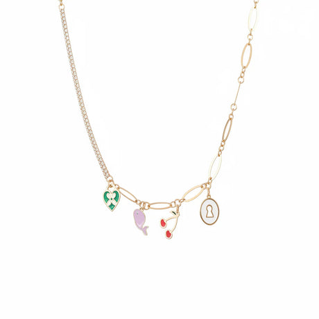 18K Gold Necklace with Symbolic Pendants