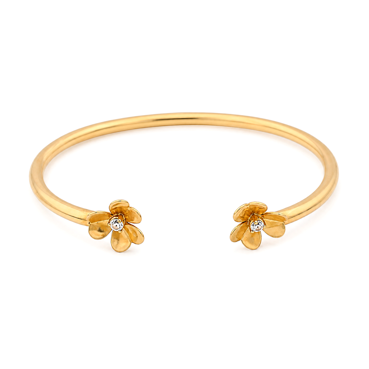 18K Gold Bracelet Two Flowers Design