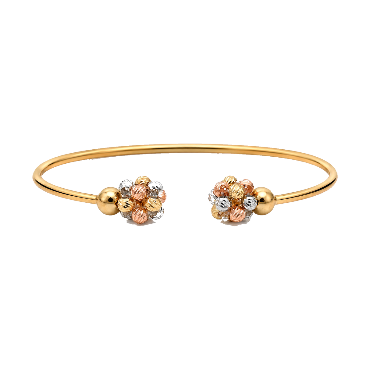 18K Gold Kids Bracelet Colorful Rose Ends Design
