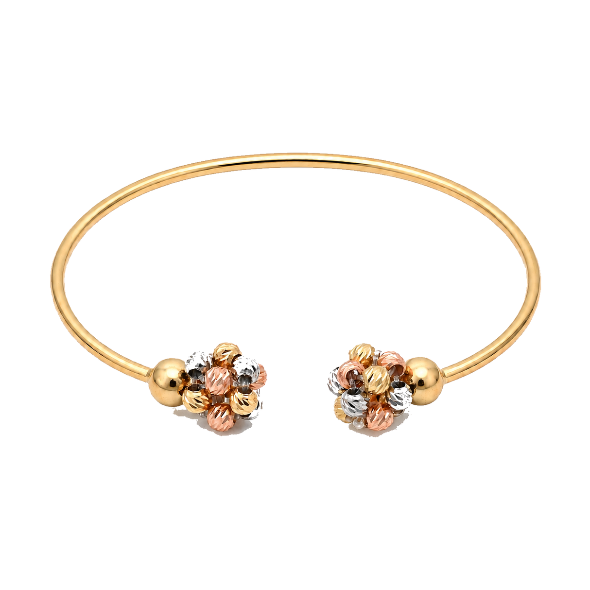 18K Gold Kids Bracelet Colorful Rose Ends Design
