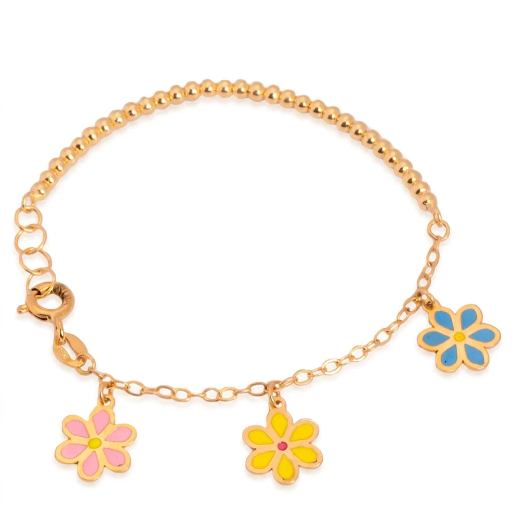 18K bracelet  kids with Garden Flowers Design