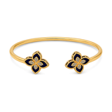 18K Gold Bracelet Open Double Rose, Blue Design
