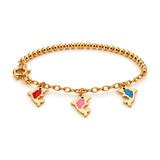 18K Gold Kids Bracelet Colorful Flowers Design