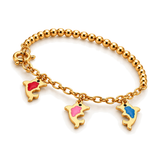 18K Gold Kids Bracelet Colorful Flowers Design