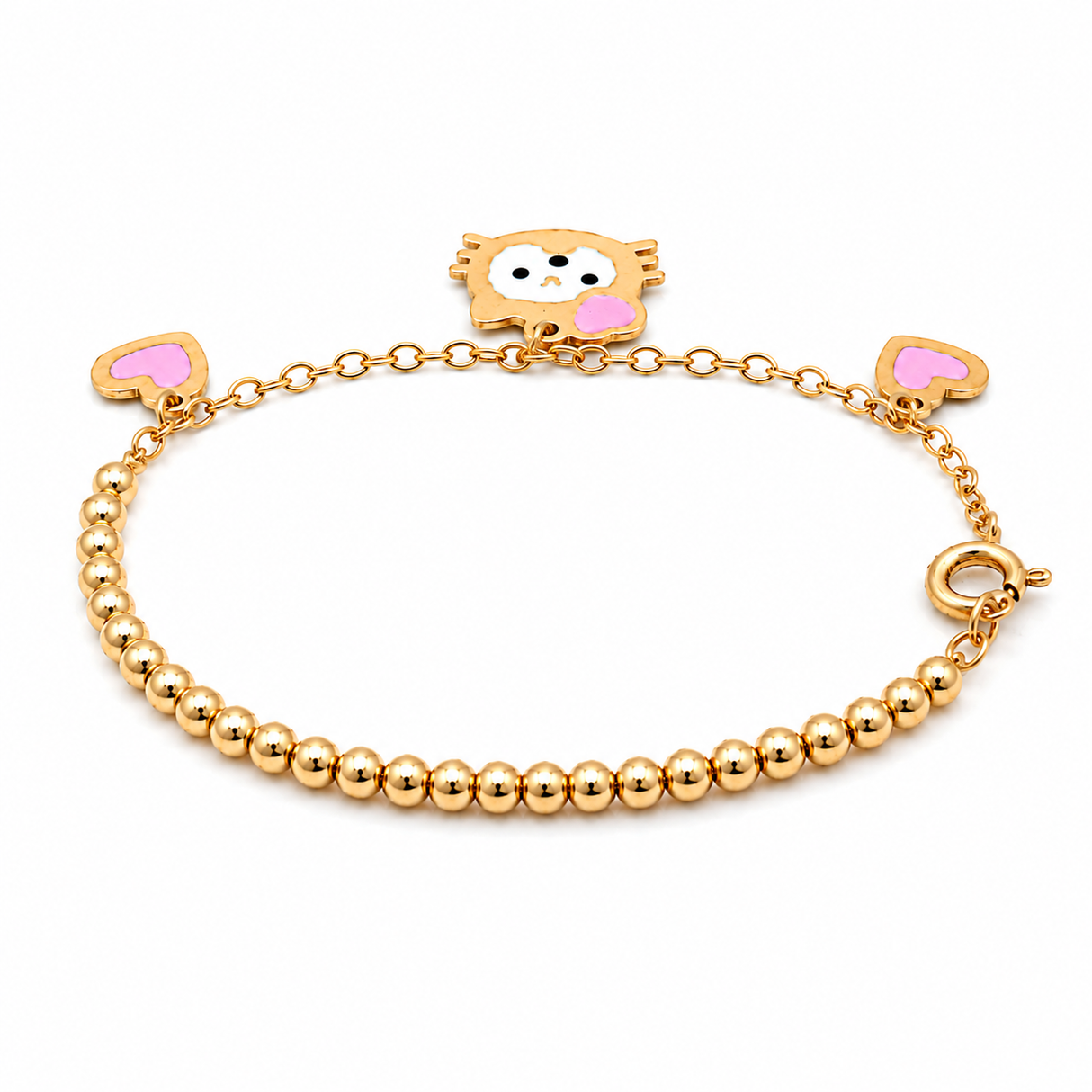 18K Gold Kids Bracelet Pink Design