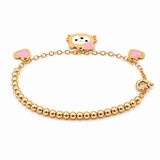 18K Gold Kids Bracelet Pink Design