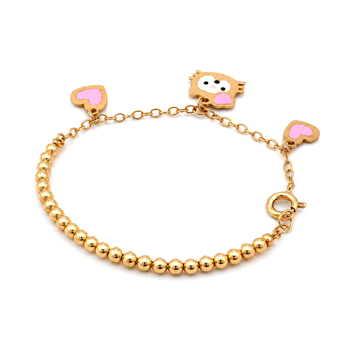 18K Gold Kids Bracelet Pink Design