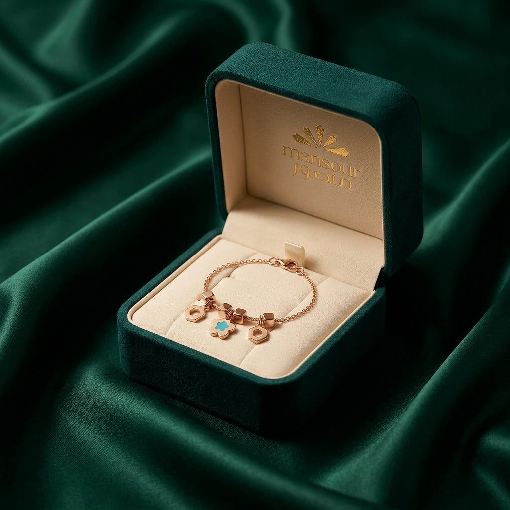 18K Gold Kids Bracelet with Rose Design