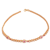 18K Gold Bracelet with Shiny Fuchsia Stone
