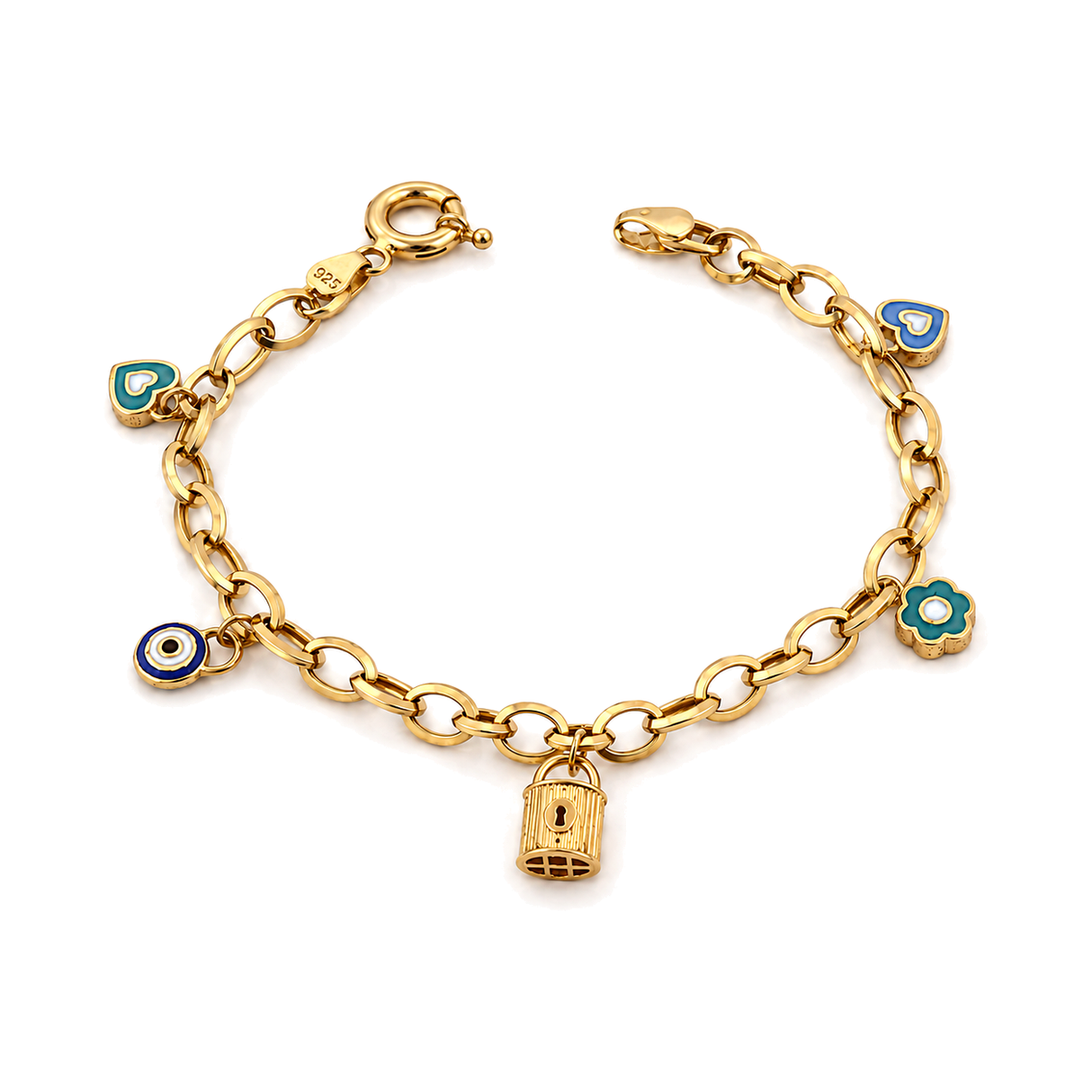 18K Chain Bracelet with Metal Lock Design