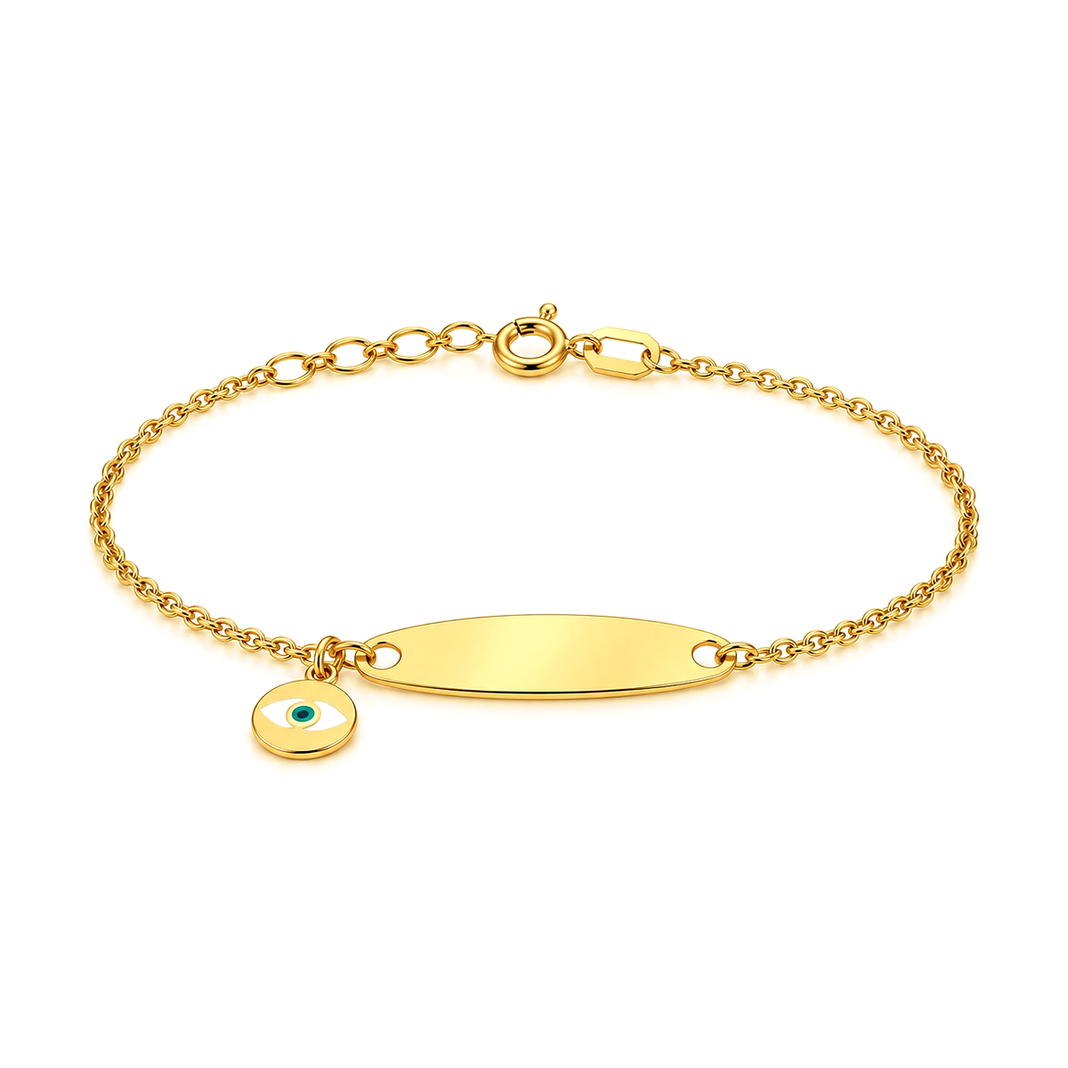 18K Gold Kid Chain Bracelet Evil Eye Design