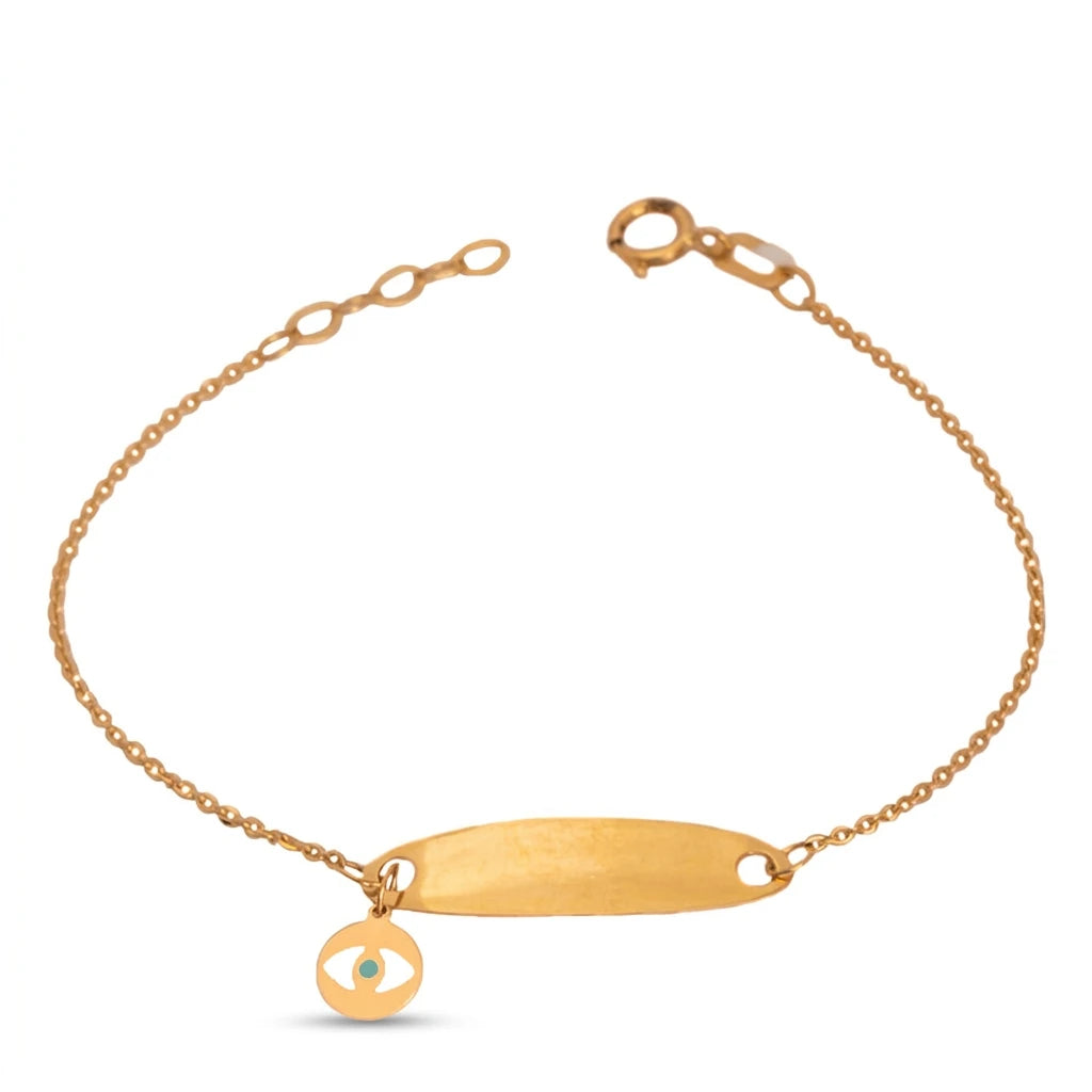 18K Chain Bracelet    with Evil Eye Design