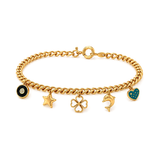 18K Gold Chain Bracelet Symbol Charms Design