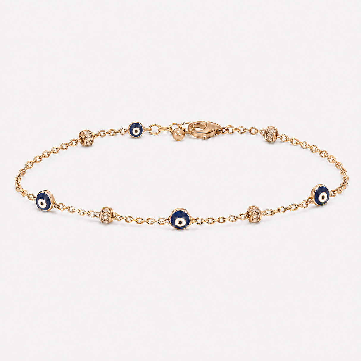 18K Chain Bracelet with Eye Design In Blue