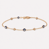 18K Chain Bracelet with Eye Design In Blue